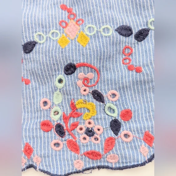 GAP Kids (Medium) Sleeveless Dress with Ruffled V-Neck & Colorful Embroidery - Picture 4 of 12